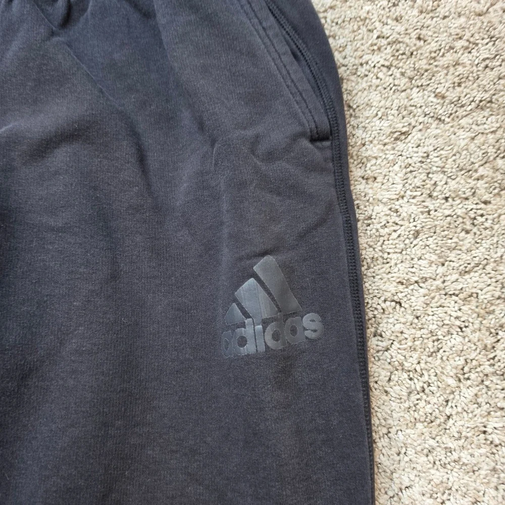 Adidas Joggers Mens Large Black Cotton Blend Fleece Sweatpants Athleisure Adult